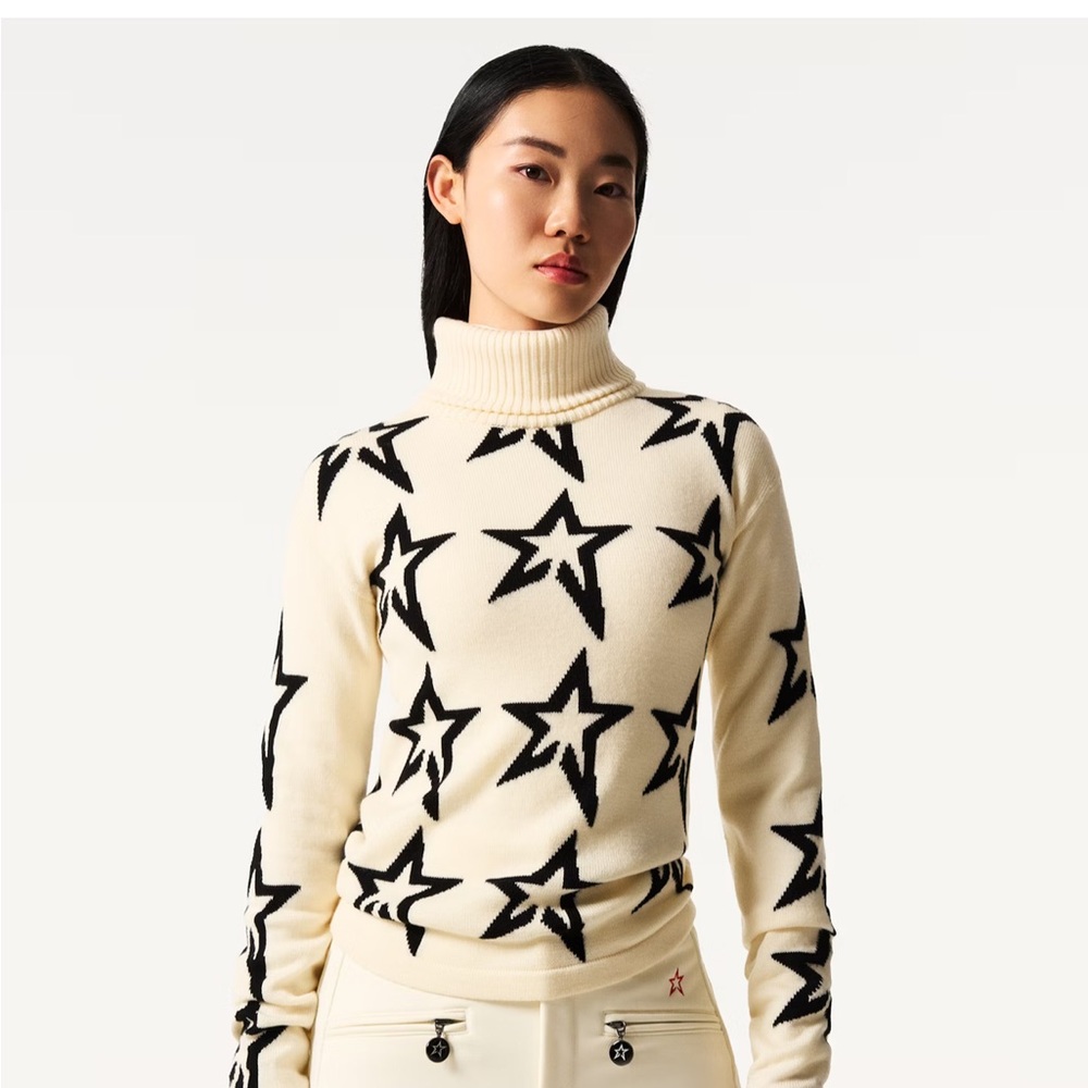 Perfect Moment Black and Cream Star Turtleneck Sweater